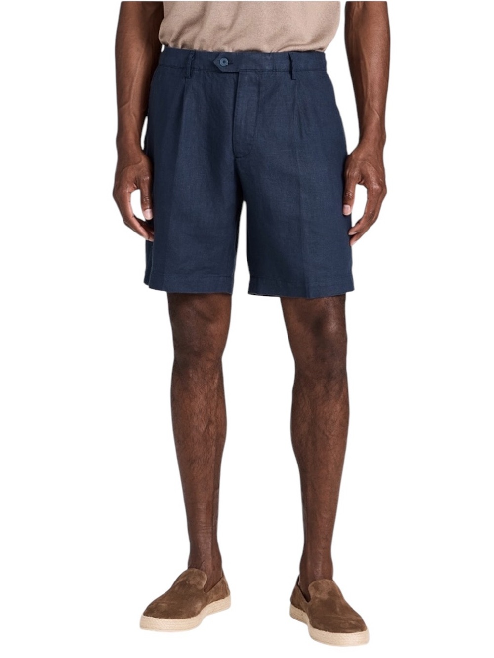 Club Monaco-Men's Navy Casual Linen-Blend Shorts Size 30